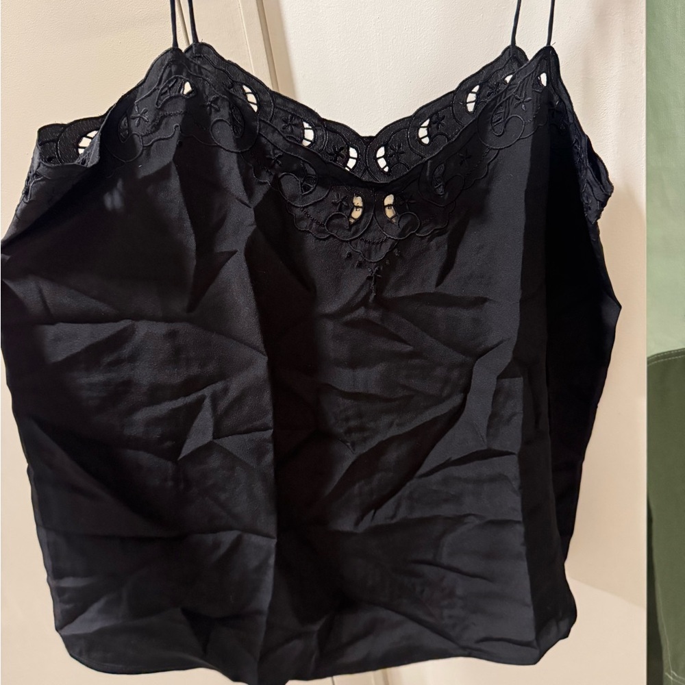 Sezane Black Lace Tank Top